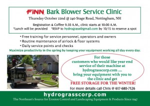 Bark Blower Service Clinic coming October 22, 2015 • hydrograsscorp.com